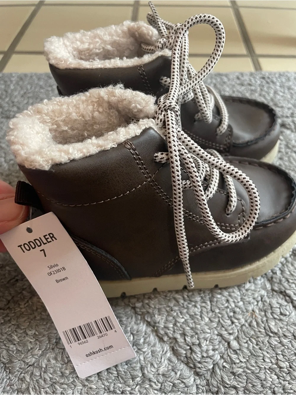 Brown Faux-Shearling Lined Lace-Up Boots